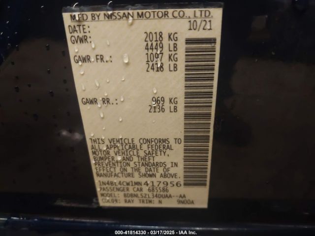 1N4BL4CW1MN417956 Nissan Altima Sr Intelligent Awd