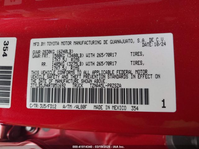 3TYLB5JN4RT051692 Toyota Tacoma Trd Off Road 4wd