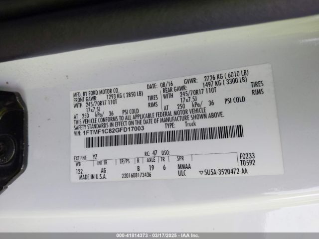 1FTMF1C82GFD17003 Ford F-150 Xl