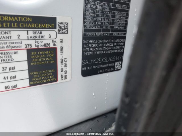 SALYK2EX3LA291471 Land Rover Range Rover Velar P250 R-dynamic S