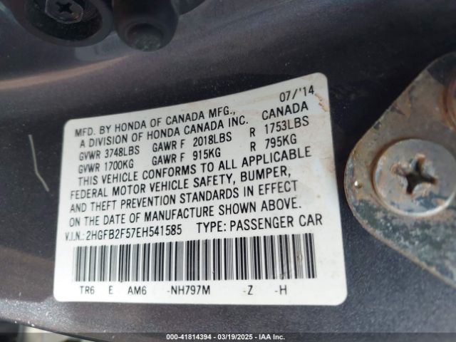 2HGFB2F57EH541585 Honda Civic Lx