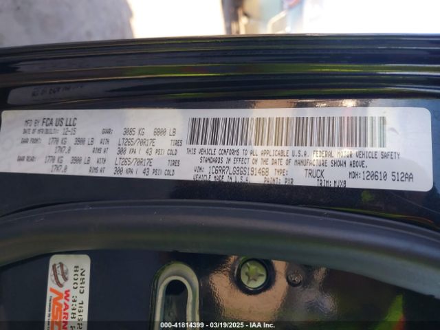 1C6RR7LG9GS191468 RAM 1500 Outdoorsman