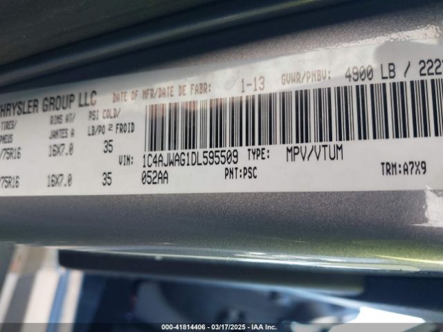 2013 JEEP WRANGLER 1C4AJWAG1DL595509 Photo 8