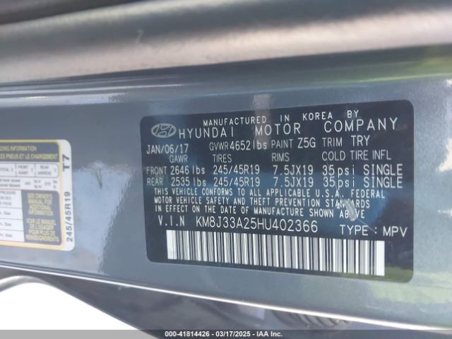 KM8J33A25HU402366 Hyundai Tucson Sport