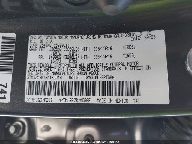 3TMDZ5BN1PM163714 Toyota Tacoma Trd Off Road