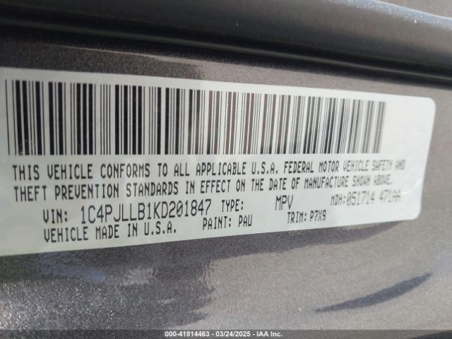 1C4PJLLB1KD201847 Jeep Cherokee Latitude Plus Fwd