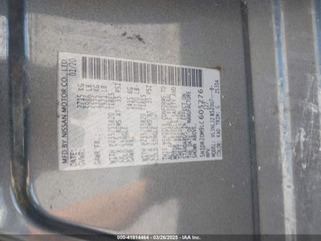 5N1DR2DM9LC605276 Nissan Pathfinder Platinum 4wd