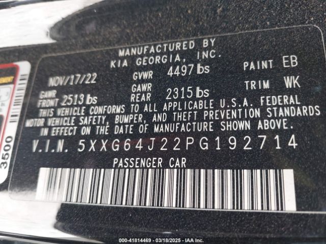 5XXG64J22PG192714 KIA K5 Gt-line