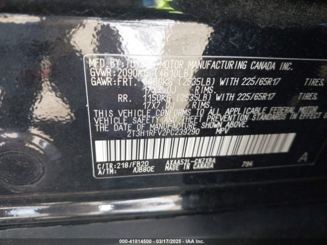 2T3H1RFV2PC239290 Toyota RAV4 LE
