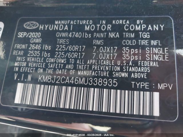 KM8J2CA46MU338935 Hyundai TUCSON SE