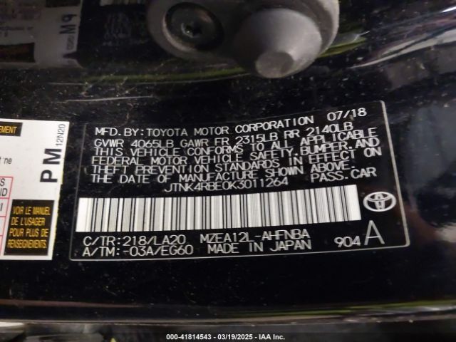 JTNK4RBE0K3011264 Toyota Corolla Xse