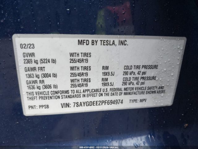 7SAYGDEE2PF694974 Tesla Model Y Awd/long Range Dual Motor All-wheel Drive