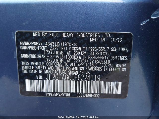 JF2GPAGC0E8224119 Subaru 2.0l na