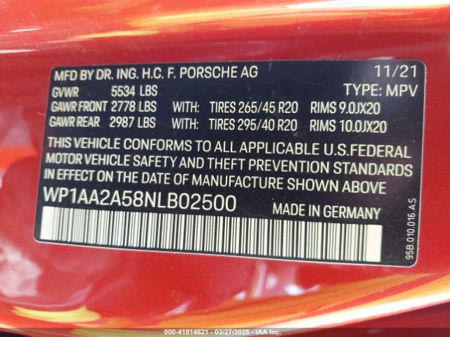 WP1AA2A58NLB02500 Porsche Macan