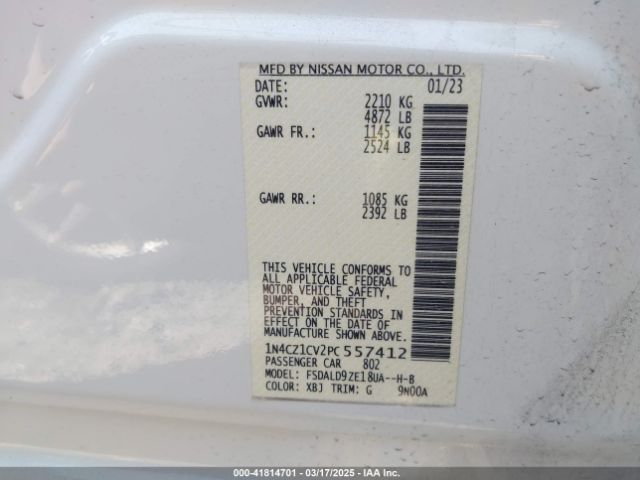 1N4CZ1CV2PC557412 Nissan Leaf Sv Plus 60 Kwh