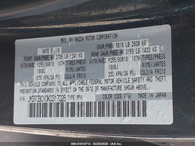 JM3TCBCY0K0317028 Mazda Cx-9 Touring