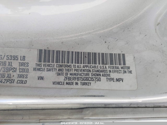 ZFBERFBT5G6C15750 RAM 2016