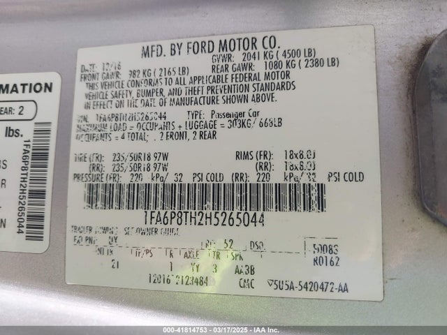 1FA6P8TH2H5265044 Ford Mustang Ecoboost