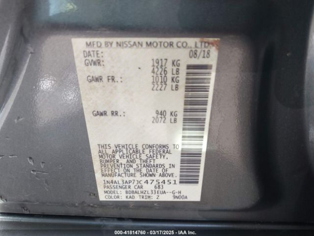 1N4AL3AP7JC475451 Nissan Altima 2.5 Sr