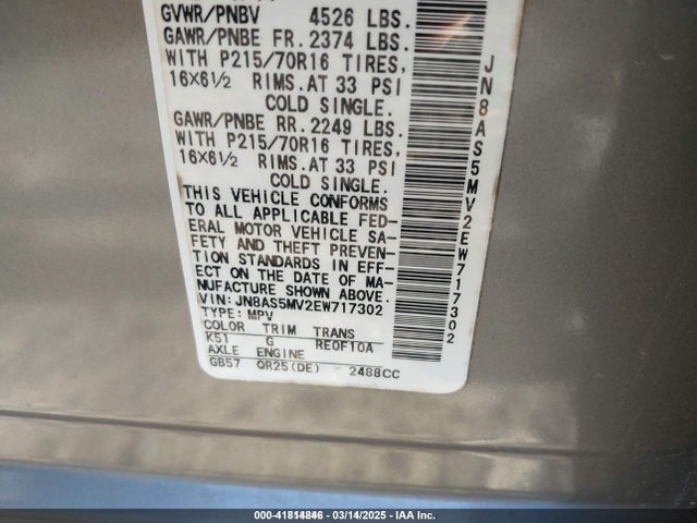 Nissan Rogue Select S 2014 JN8AS5MV2EW717302 Image 9
