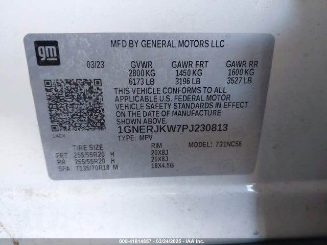 1GNERJKW7PJ230813 Chevrolet Traverse Fwd Rs