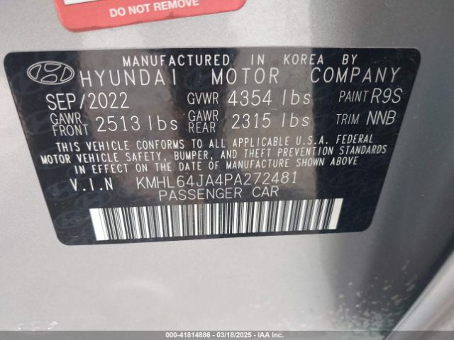 KMHL64JA4PA272481 Hyundai SONATA SEL