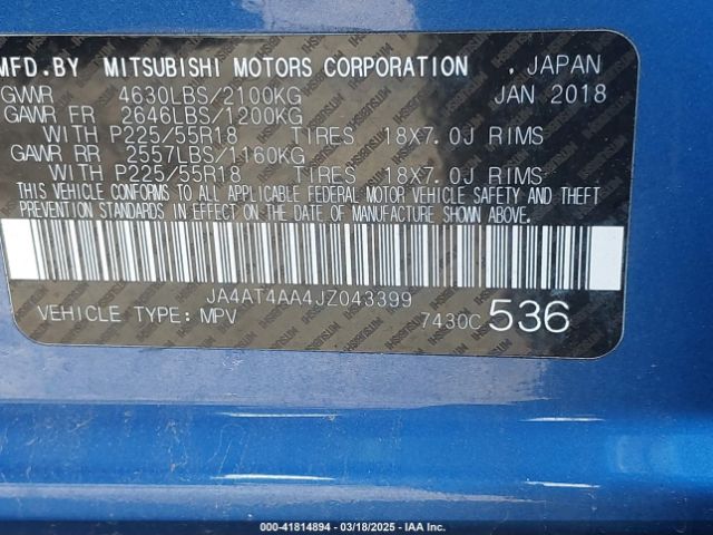 JA4AT4AA4JZ043399 Mitsubishi Eclipse Cross Le