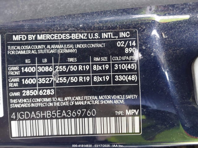 Mercedes-Benz Ml 350 4matic 2014 4JGDA5HB5EA369760 Image 9