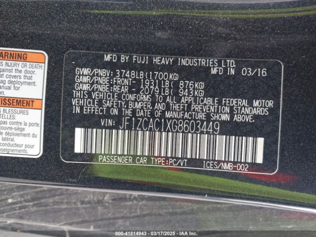 2016 SUBARU BRZ JF1ZCAC1XG8603449 Photo 8