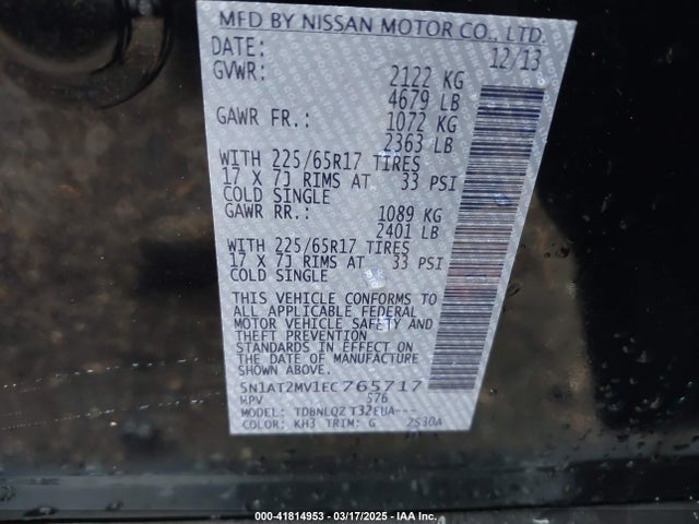 Nissan ROGUE SV 2014 5N1AT2MV1EC765717 Image 9
