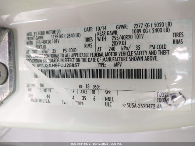 5LMTJ2AH9FUJ25857 Lincoln MKC