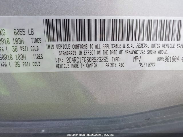 2C4RC1FG6KR523265 Chrysler Pacifica Touring Plus