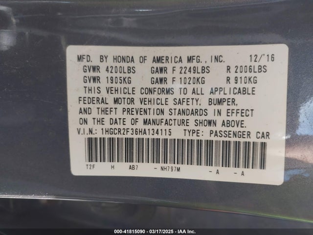 1HGCR2F36HA134115 Honda ACCORD LX