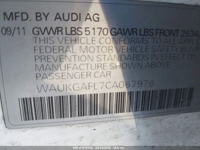 2012 AUDI S4 WAUKGAFL7CA067976 Photo 8