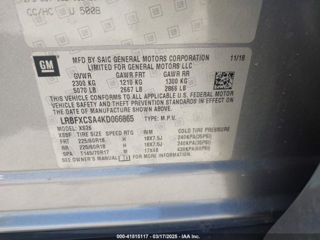 LRBFXCSA4KD066865 Buick Envision Fwd Essence