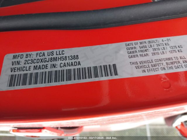 2021 DODGE CHARGER 2C3CDXGJ8MH581388 Photo 8