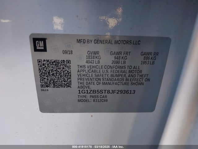 1G1ZB5ST8JF293613 Chevrolet Malibu 1ls