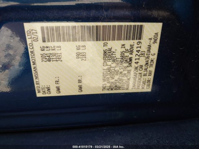 1N4AA6AP2HC412419 Nissan Maxima 3.5 S