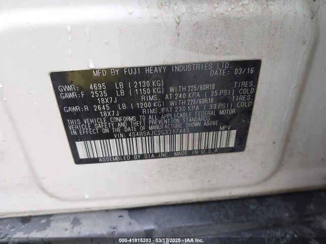 4S4BSAJC2G3317445 Subaru Outback 2.5i Limited