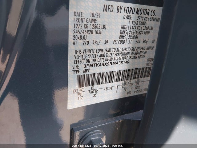 3FMTK4SX9RMA38146 Ford Mustang Mach-e Gt