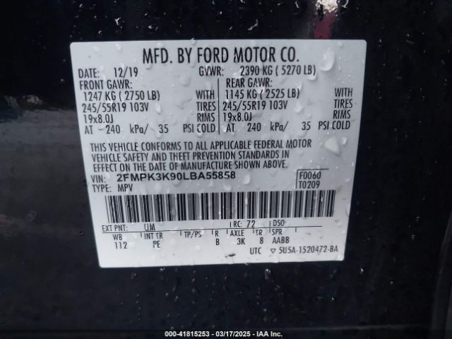 2FMPK3K90LBA55858 Ford Edge Titanium