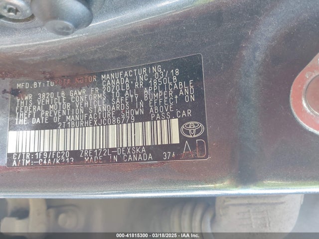 Toyota COROLLA SE 2018 2T1BURHEXJC086779 Image 9