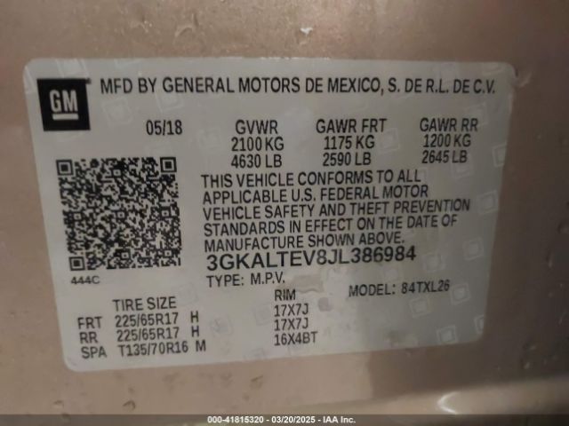 3GKALTEV8JL386984 GMC Terrain Sle