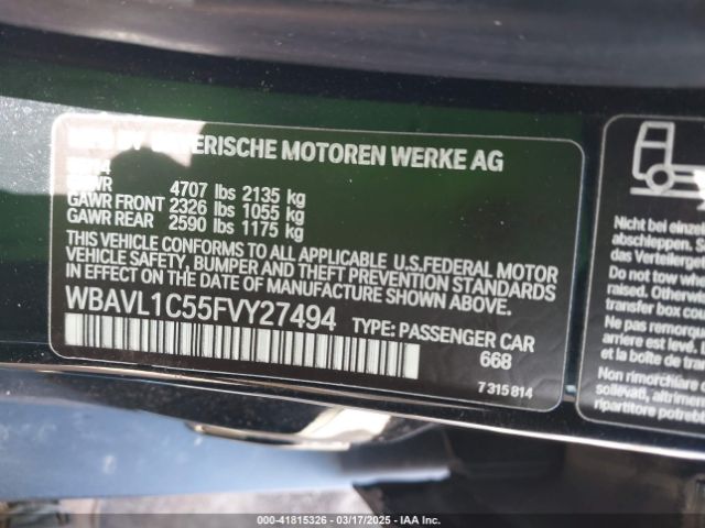 WBAVL1C55FVY27494 BMW X1 Xdrive28i