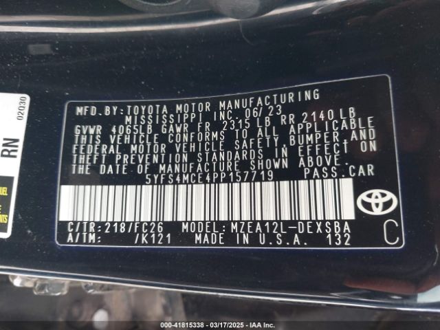 5YFS4MCE4PP157719 Toyota m20a-fks