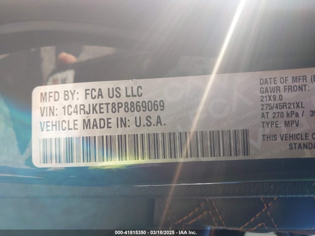 1C4RJKET8P8869069 Jeep Grand Cherokee L Summit Reserve 4x4