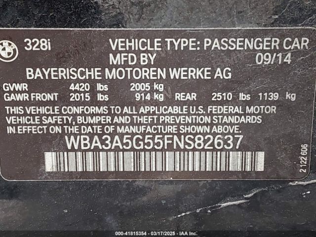 WBA3A5G55FNS82637 BMW 328I