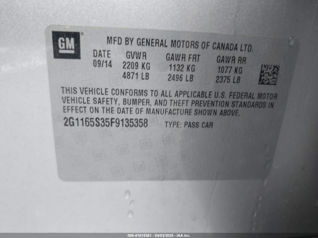 2G1165S35F9135358 Chevrolet IMPALA 2LZ