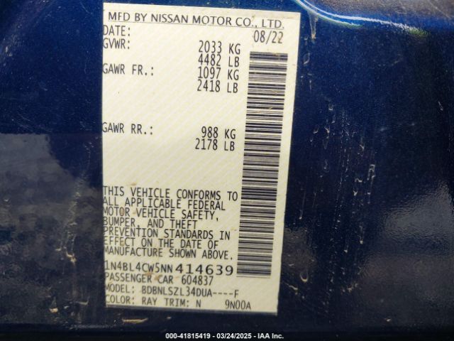 1N4BL4CW5NN414639 Nissan Altima Sr Intelligent Awd