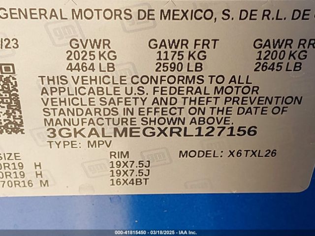 3GKALMEGXRL127156 GMC Terrain Fwd Sle